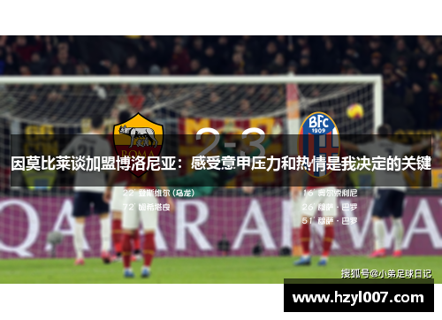 因莫比莱谈加盟博洛尼亚:感受意甲压力和热情是我决定的关键 因莫比莱谈加盟博洛尼亚:感受意甲压力和热情是我决定的关键